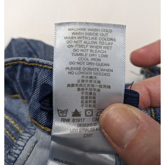 Levis 711 Skinny Girls Size 12 Adjustable Waist Light Wash Distressed Denim - Picture 10 of 11